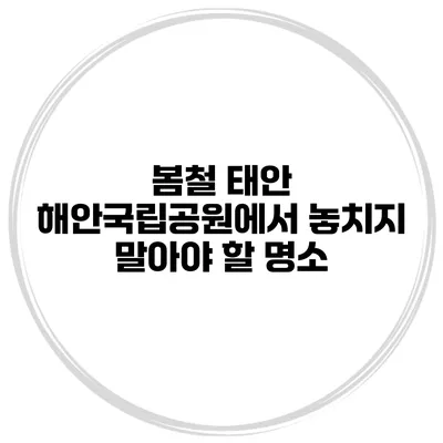 봄철 태안 해안국립공원에서 놓치지 말아야 할 명소